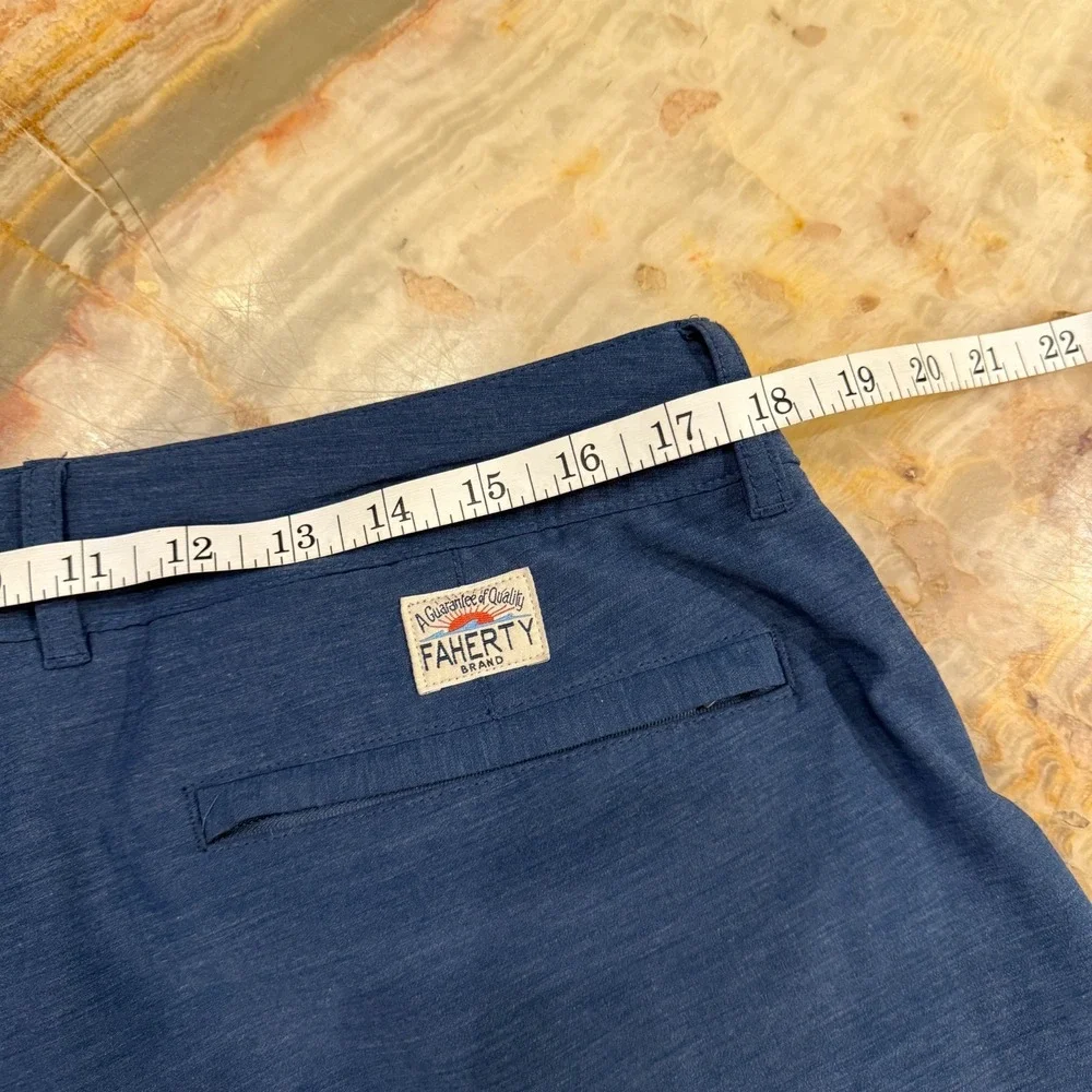 Faherty Mens‎ All Day Shorts Blue Flat Front Comfort Four Way Stretch Size 35
